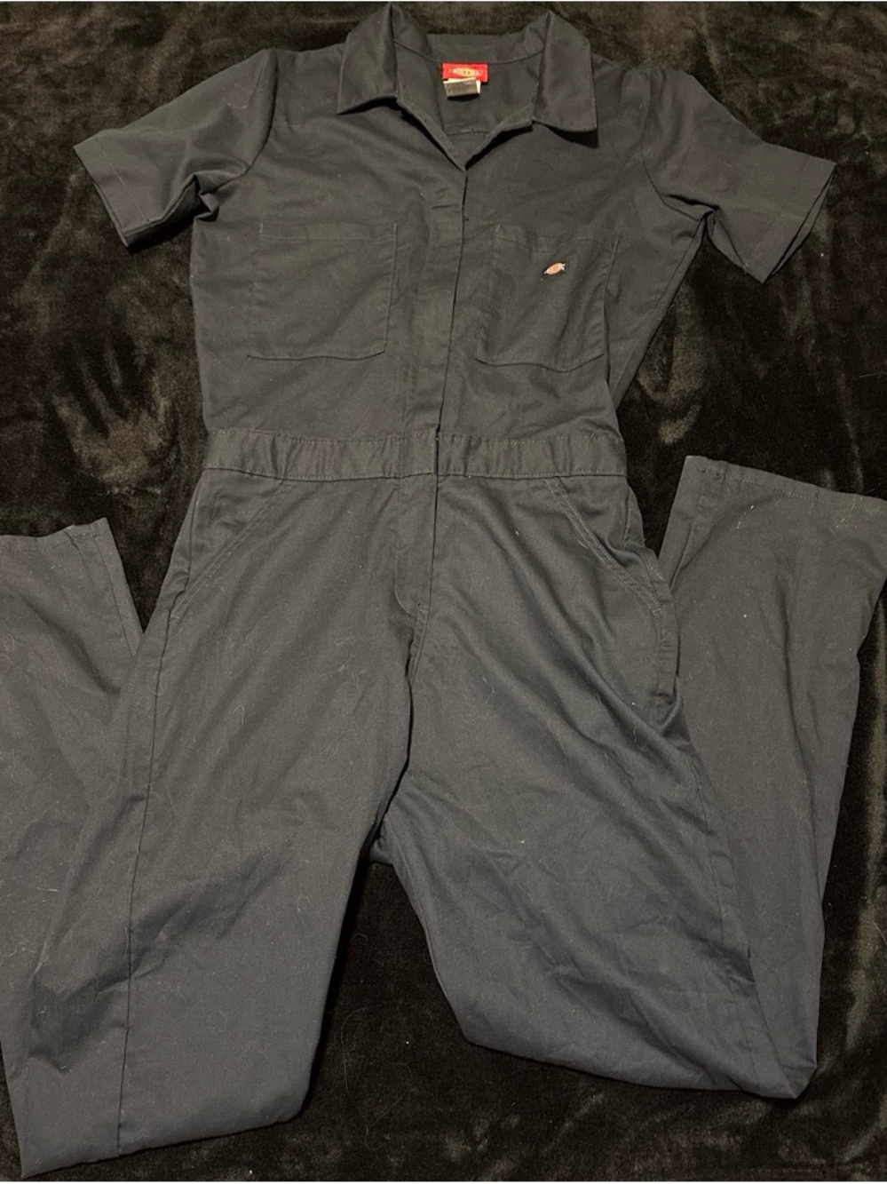 Dickies Black Short-Sleeve Utility Coverall Jumpsuit